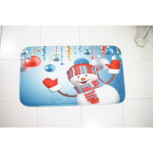 DOITOOL Weihnachten rutschfeste Badezimmer Teppich Weihnachten Bad Matte Teppich WC Sitzbezug Set Weihnachten Badezimmer Dekorationen für Weihnachten Urlaub Wohnkultur 3 Stück Schneemann – Bild 4