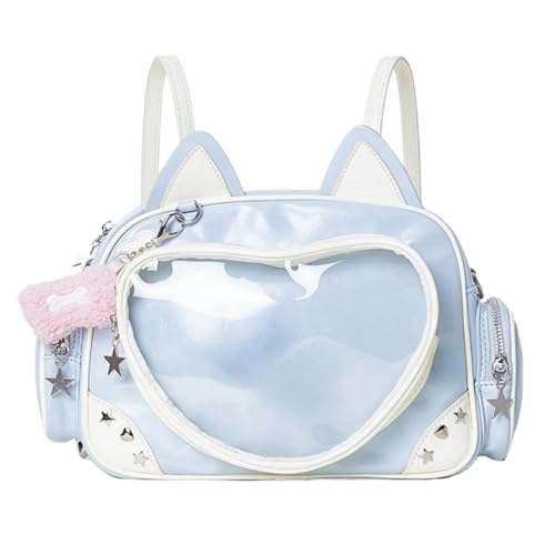 Kawaii Ita Bag Cat Pin Backpack Shoulder Crossbody Bag for Miku Anime Heart Clear Layer with Insert (Blue) by Vobomo - Used condition - US$19.59