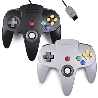 2xClassic N64 Controller,kiwitata Retro Wired N64 Gamepad Controller Joystick for N64 Video Console Games System Black+Gray