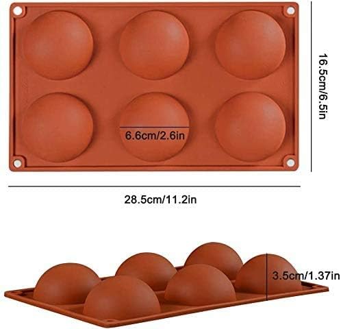 6 Holes Half Round Shape Silicone Mold, For Chocolate, Cake, Jelly, Pudding, Handmade Soap,Half Ball Sphere Silicone Cake Mold (2psc)