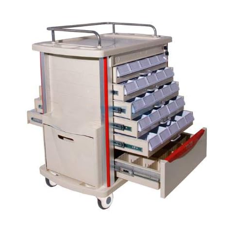 MS3C-200T, Lite Mobile Locking Medication Cart/Medical Storage Cart with Chart Rack Cover