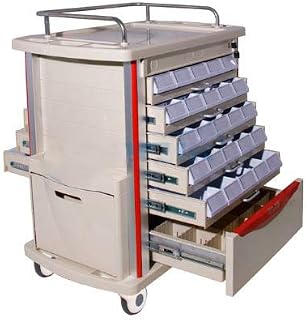 MS3C-200T, Lite Mobile Medication Cart with Chart Rack, Drawer Dividers, Quick Ship Program