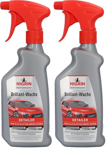 NIGRIN Performance Brillant-Wachs TURBO Auto Wachs, 500 ml Sprüh-Flasche, intensiviert Farben, bringt brillanten Hochglanz (Packung mit 2)