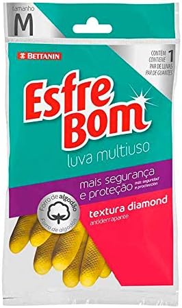 EsfreBom - Luva de Látex Multiuso Tamanho M, Cor Amarela, Bettani...