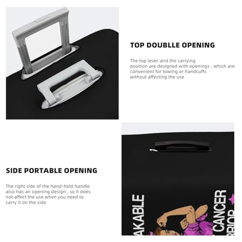 Unbreakable Breast Cancer Warrior Travel Luggage Cover Suitcase Protector Fits 26-28 Inch Case(Black,L)4