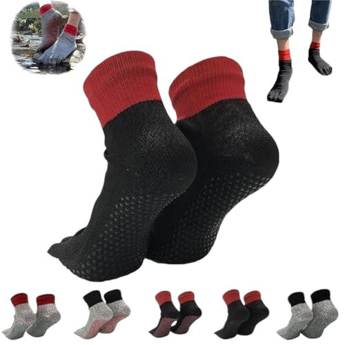 Konjoun Barefoot Socks Men Outdoor Non-Slip Grounding Socks Portable Five Finger Socks Athletic Running Beach Socks