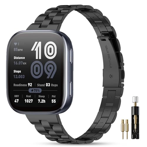 HQzon 22mm �X�e�����X�X�`�[�� �r���v�o���h Amazfit Bip 6/Bip 5�ɑΉ� ���^���E�H�b�`�o���h Bip 5 Unity/Active Max/Balance 2/Balance/Cheetah/GTR 4/GTR 3 Pro/G