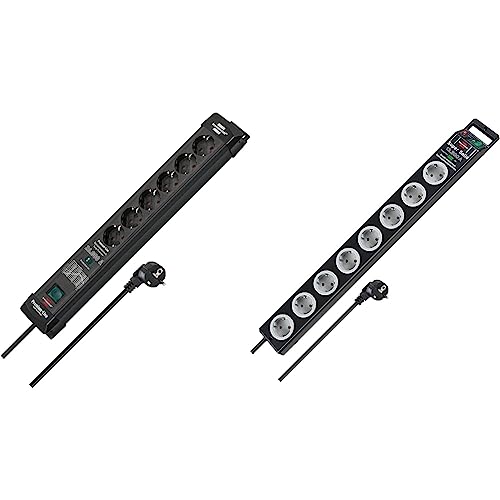 Brennenstuhl Premium-Line Steckdosenleiste 6-Fach mit Überspannungsschutz bis zu 26.000 A & Super-Solid, Steckdosenleiste 8-Fach mit Überspannungsschutz
