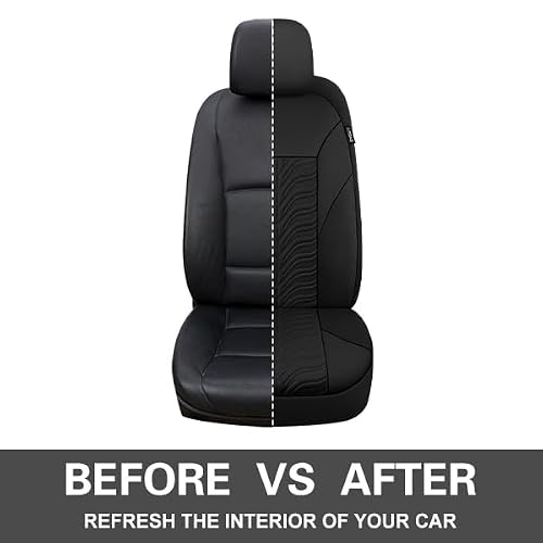 CAROMOP Car Seat Covers Front Set, Washable and Breathable Premium Cloth Seat Covers for Cars, Universal Fit for Most Car Interior Covers-Sedan Truck SUV(Black)