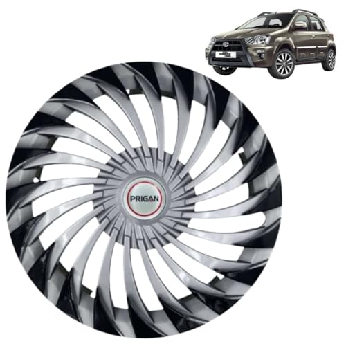 Image of PRIGAN Wheel Cover for ETIOS Cross 15 Inch Silver Black Wheel Cap (Available in 15 Inch) (Set of 4 Pcs) (Press Fitting) Model- Swing DC-15