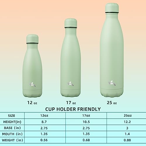 Image of Konokyo Insulated Water Bottles,17 oz Double Wall Stainless Steel Vacumm Metal Flask for Sports Travel,Macaron Green