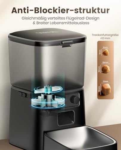oneisall 3.5L Futterautomat Katze, WiFi Intelligenter Katzenfutter Automat, APP-Steuerung, 1-10 Mahlzeiten pro Tag, Futterspender für Katzen/Hunde, mit Edelstahlnapf