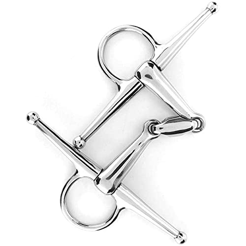 TopHomer Full Cheek Stainless Steel Horse Trense Bit Ring Three section Full Cheek Trense Horse Riding Rotary Directional Aid Roller Ring (135 mm)