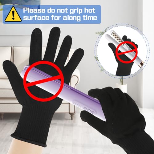 WLLHYF Professioneller hitzebeständiger Handschuh für Haarstyling Lockenstab Glätteisen und Lockenstab hitzeblockierende Handschuhe für die linke und rechte Hand (Schwarzer Rand)