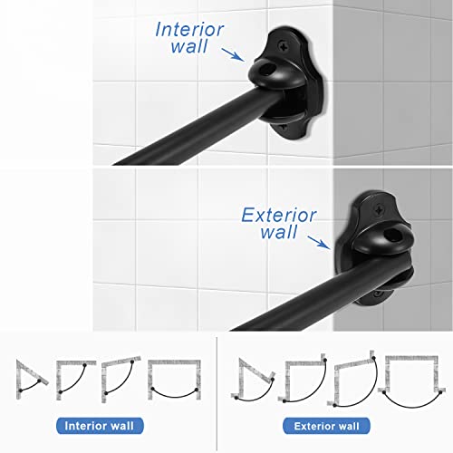 Curved Shower Curtain Rod, TENOVEL Round 42-73 Inches Shower Rods for Bathroom,Bowed Stainless Steel Shower Rods for for Bathtub, Stall - Black by TENOVEL - Image 4