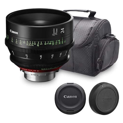 Canon 24mm Sumire Prime T1.5 Cinema Lens (PL Mount, Feet) Bundle | Professional Full-Frame Cine Prime with Fast T1.5 Aperture & Smooth Focus | for Film & Production (3359C002) + Bag + Cleaning Kit