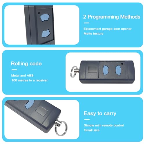 Garagentoröffner: 2 Stück Garagentor Fernbedienung, Garagentor Handsender für Hörmann HSM4, HSM2, Kompatibel mit Hörmann Blue Buttons 868.3MHz Garage Fernbedienung Handset