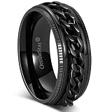 Fidget Ring for Men Anxiety Rings: Spinner Ring for Women Titanium Stainless Steel Thumb Ring with C