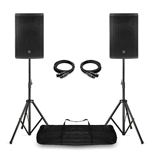 Power Dynamics PD410A 10 Active DJ Speaker Pair with Stands and Cables, Portable Bluetooth PA System for DJs, Live Music & Events, 800W Bi-Amp Sound, Lightweight & Easy Setup