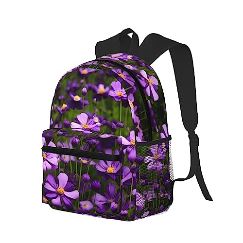 Sac à dos fleurs violettes multi-poches léger et ergonomique