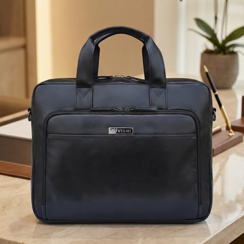 Image of VISMIINTREND Vegan Leather Laptop Bags for Men & Women, Office /Travel, Laptop Messenger /Briefcase Bag, Stylish, Fits 13 /14 /15.6 Inch Laptop, Macbook Bag | Corporate Gifts for Men