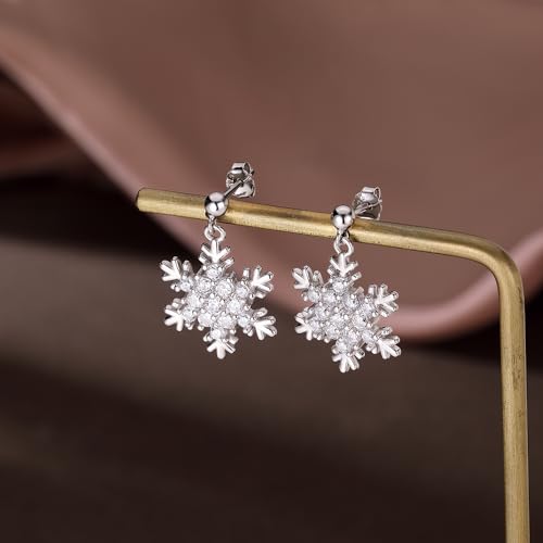 SLUYNZ Solid 925 Sterling Silver Sparkling CZ Snowflake Studs Earrings for Women Teen Girls Snowflake Earrings Studs (A-Sterling Silver) by SLUYNZ - Used condition - Image 5