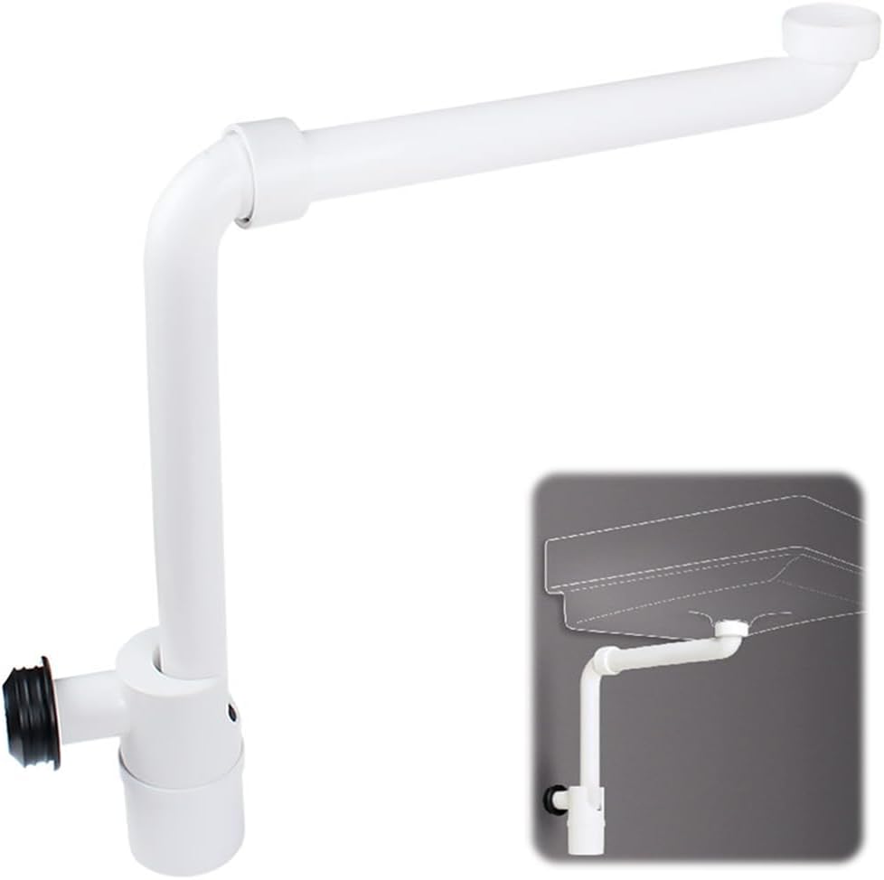 DASIAUTOEM 1 1/4 Inch Space-Saving Siphon Odour Trap for Sink 360  Adjustable Siphon Wash Basin Drain Pipe with Odour Trap Space Saving Siphon for Bathroom Flat Siphon White