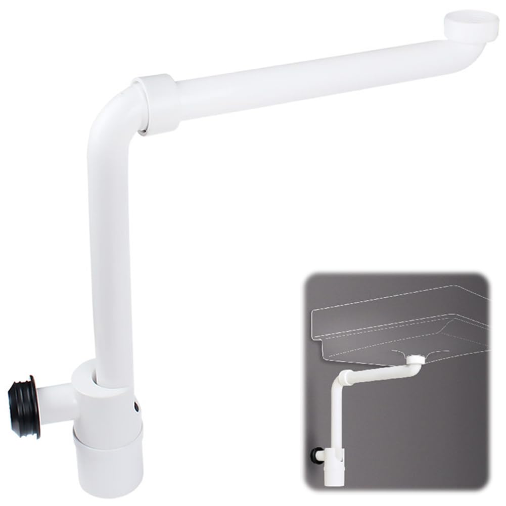 DASIAUTOEM Sifón de ahorro de espacio de 1/4 pulgadas, cierre de olor para lavabo, sifón ajustable 360°, tubo de drenaje con cierre de olores, sifón de ahorro de espacio para baño, sifón plano, color