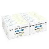 GymBeam Sardine Ricche di Proteine 10 x 125 g, Omega 3, Con Olio di Oliva di Qualità dalla Costa del Marocco, Snack Salutare per Atleti, Peso Sgocciolato 90g, Ideale per Viaggi e Piatti Vari