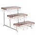 Anastasia 3 Tier Rectangular Serving Platter with Crystals, Metal Stacked Wedding Party Display, Pastry Cupcake Cake Stand, Perfect for Desserts and Appetizers (Rose Gold)