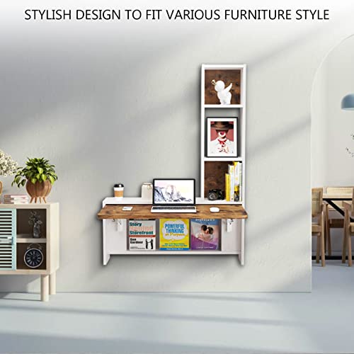 Bixiaomei Folding Wall Mounted Drop Leaf Table, Foldable Desk With Moveable Cabinets, Floating Laptop With Convertible Storage Shelves, Multifunctional Computer Workstation In Home For Space Saving #TOP5