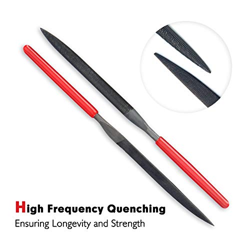 Kalim BB-0011 10Pcs Needle File Set Hardened Alloy Strength Steel Files- Mini Needle File Set Includes Round thumb #2