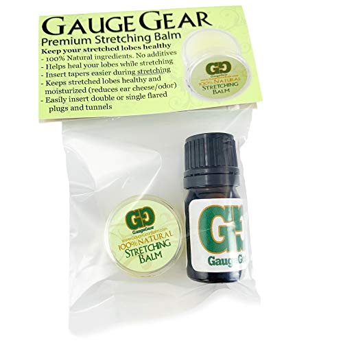 Gauge Gear Mini Balm & Blend Aftercare Set - 0.15 Oz Ear Stretching Balm | 5 Ml Daily Skin Conditioning Oil | All Natural Piercing Aftercare Kit | #TOP2