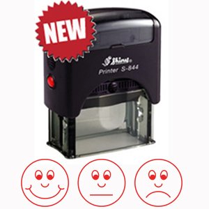 Red 3 Faces / Expressions Self-Assessment Self-Inking Stamp For Teachers - Ink
