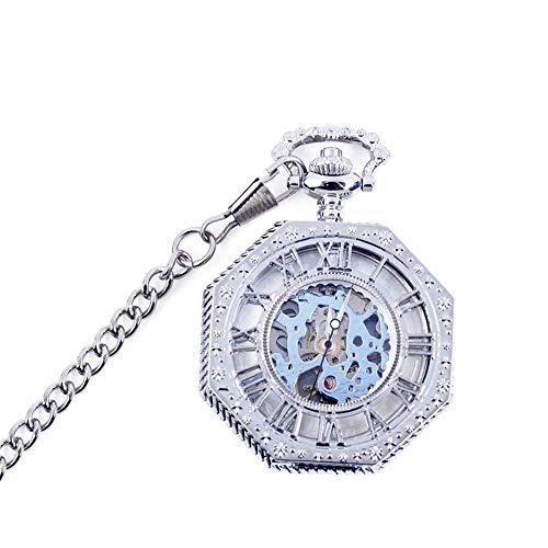 LEELLY Mechanische Demi-Taschenuhr, Taschenuhr, Hohle Taschenuhr, Silberne Flip-Bronze, mechanische Retro-Taschenuhr, bietet präzise und genaue Zeit Cover