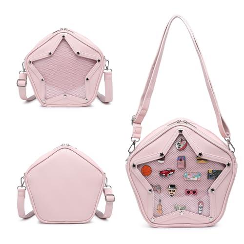 Image of Star PU Ita Crossbody Y2K Aesthetic Clear Pin Window Kawaii Anime Purse | Star Design For Cosplay, Meetups & Daily Y2K Outfits