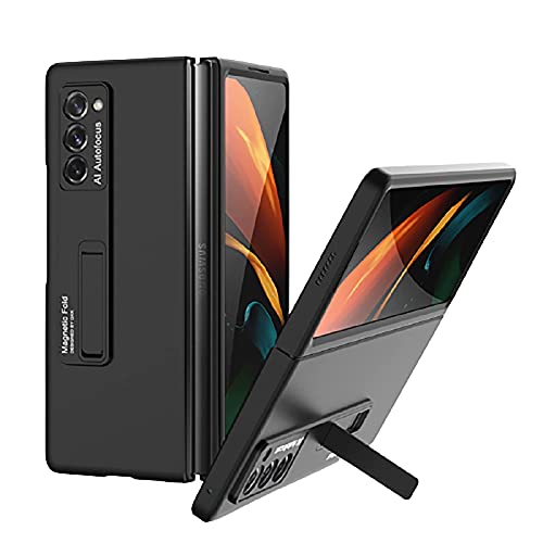 XJZ Compatibile con Samsung Galaxy Z Fold 2-5G Smartphone Cover(2020)+9D Pellicola Protettiva in Vetro Temperato/Custodia 360 Gradi Tutto Corpo Antiurto Cassa Case Protezione Cover con Supporto-Nero