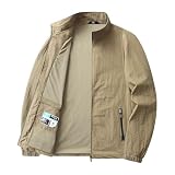 [Manatsulife] ジャケット メンズ アウター 長袖 薄手 メッシュ裏地 ファスナー アウトドア 春服 撥水 軽量 防風 登山 ゆったり カジュアル オシャレ WT2502 (JP, アルファベット, XL, カーキ)