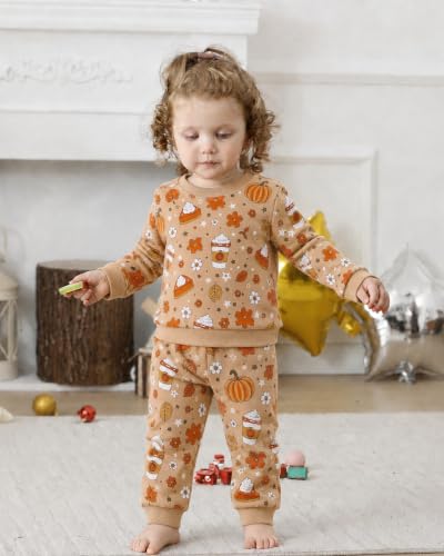 Image of Jecson Baby Girl Clothes Toddler Outfits Quilted Heart Sweatshirt & Jogger Pants Fall Winter Sweatsuit 2Pcs Sets 3M-4T