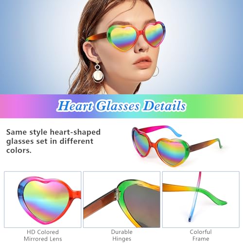Miniatura 4 de Hifot Gafas De Sol Sin Montura En Forma De Corazón Gafas De Sol Arcoíris, Gafas De Fiesta Para Mujeres, Hombres Y Niños, Gafas De Orgullo Gay