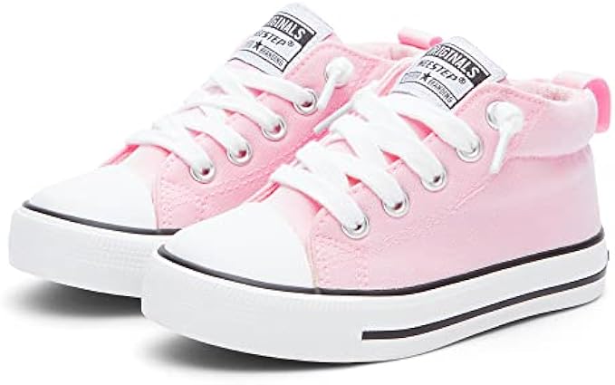 Weestep Toddler Little Kid Boys and Girls Classic Cotton Slip On Mid Top Sneakers