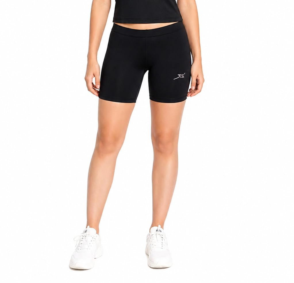 FITIRX7 Women's Swimming Half Tights, Black, Compression Bike Shorts for Workout and Training-image-10