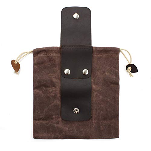 Futtertasche, Pilzfuttertasche, gewachstes Leinen, Zunder, wasserdicht, kleine Ledertasche, Jagdtasche, Gürteltasche für Hundetraining… – Ansicht 2