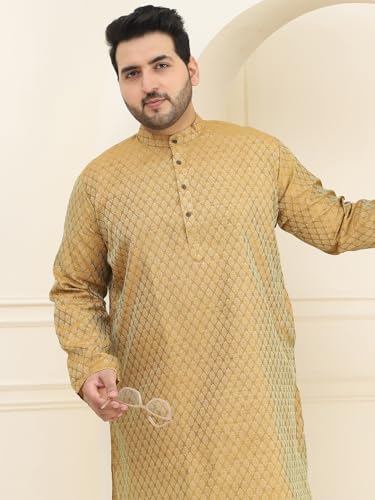 Image of SOJANYA Plus (Since 1958) Men's Cotton Linen Foil Printed Only Long Kurta