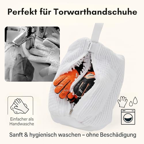 VOXERA Schuh- & Torwarthandschuh Waschbeutel für Waschmaschine – Doppelkammer Wäschenetz, gepolstert zum Schutz von Schuh, Torwarthandschuh & Maschine