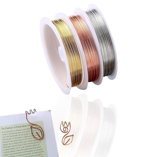 Copper Jewellery Wire - 3 Rolls of 0.3mm Thin Wire, Tarnish Resistant, Ideal for Jewellery Making & Crafts