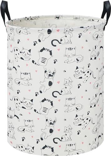 CLOCOR Panier à linge imperméable pour chambre d'enfant, décoration de chambre de fille, panier de rangement de jouets pour enfants, panier cadeau, chat noir et blanc