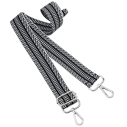 Image of Silvery Buckles Wide Shoulder Strap Adjustable Replacement Belt Crossbody Canvas Bag Handbag