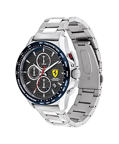 Ferrari Scuderia Pilota Evo Men's Quartz Chronograph Stainless Steel And Link Bracelet Watch, Color: Silver (Model: 0830850) #TOP1