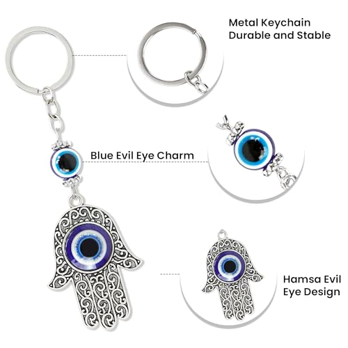 Image of Storite Set of 3 Evil Eye Keychain For Bike /Car, Gifting with Key Ring, Anti-Rust Blue